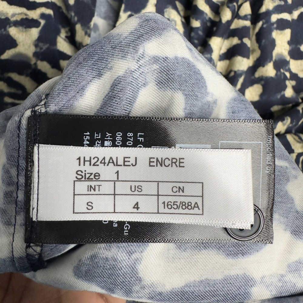 Ba&sh Alejandro Shirt Womens 1/US 4 Blue Cream Abstract High Neck Dark Romantic - Picture 7 of 11